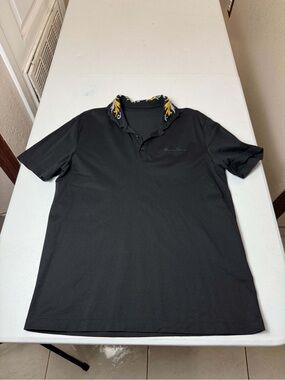 Versace Men's Black Logo Embroidery Short Sleeve Polo Shirt US Sz L